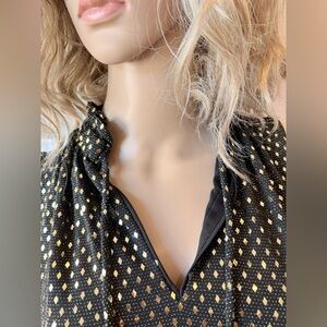 NWOT Michael Kors Black and Gold Polka Dot Sleeveless sequins Top size Medium.